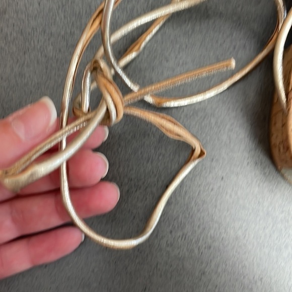 The Wishbone collection gold strappy goddess wrap around sandals - Picture 7 of 9